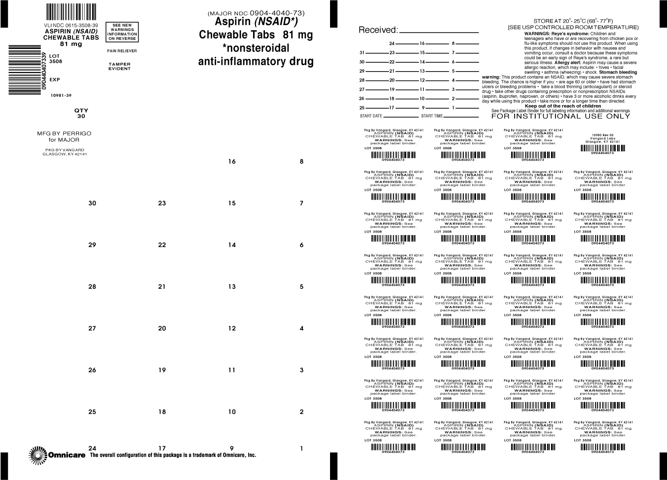 Principal Display Panel-Aspirin (NSAID*) chewable Tabs 81mg *nonsteroidal anti-inflammatory drug