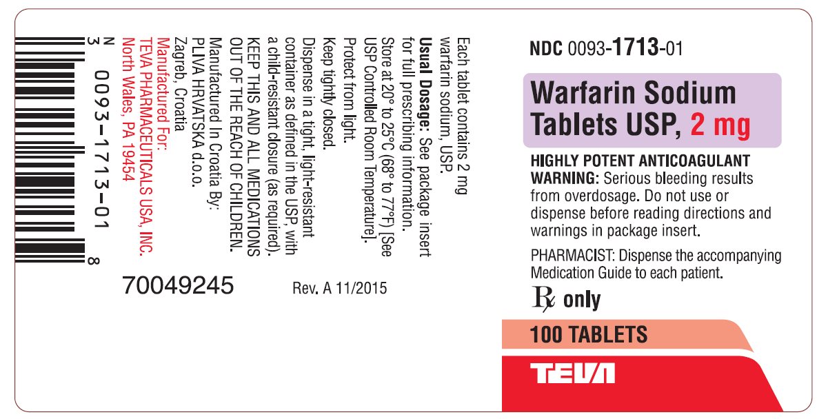 Warfarin Sodium Tablets USP 2 mg 100s Label