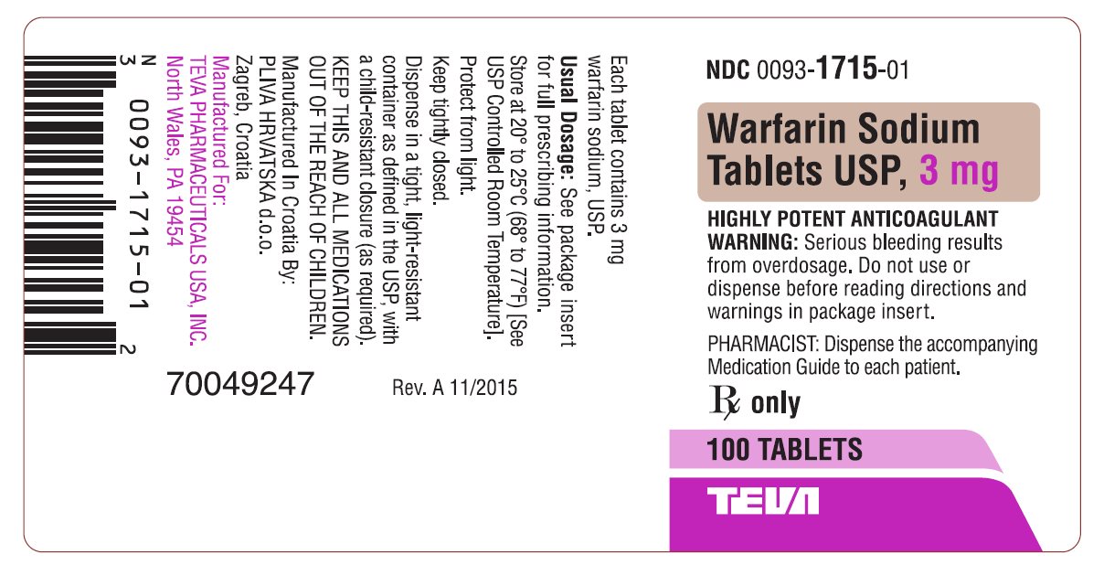 Warfarin Sodium Tablets USP 3 mg 100s Label