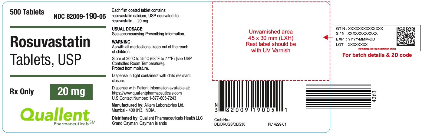 Rosuvastatin Tablets 20 mg 500 Tablets