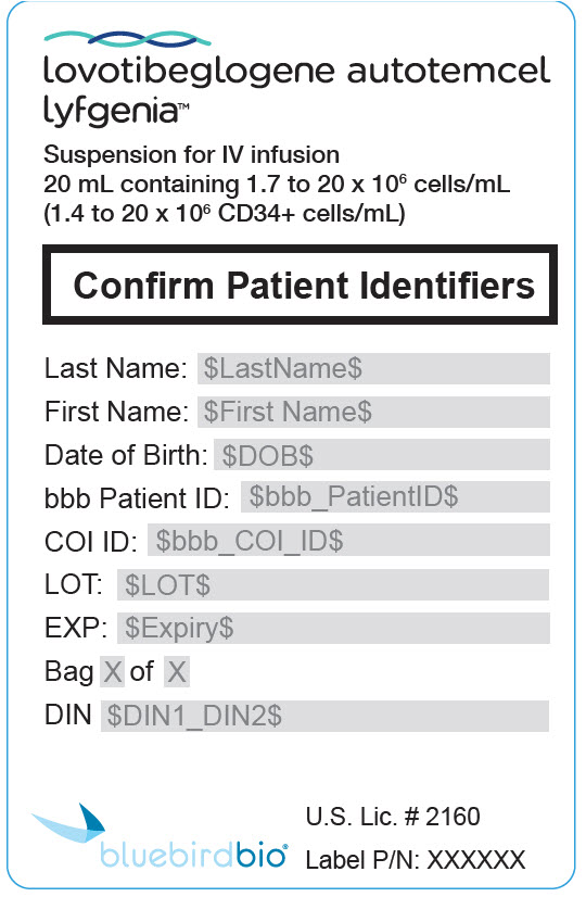 PRINCIPAL DISPLAY PANEL - 20 mL Bag Patient Identifier Label