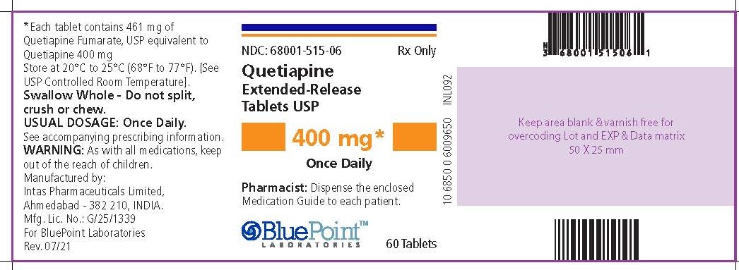 Quetiapine Extended-Release Tablets 400mg (NDC: <a href=/NDC/68001-515-06>68001-515-06</a>)