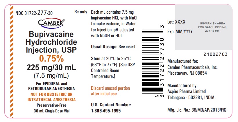 bupivacainehydrochloride30ml75mgcontainer225mg