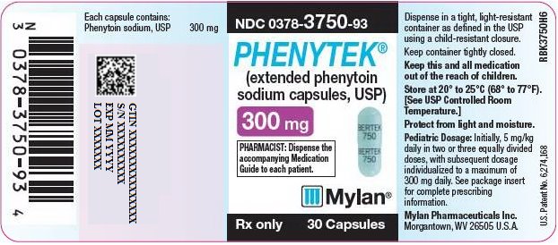Phenytek Capsules 300 mg Bottle Label