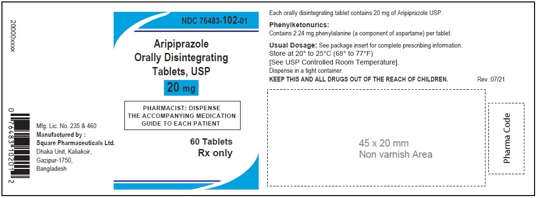 Aripiprazole Orally Disintegrating Tablets, USP 20 mg; 60 Counts