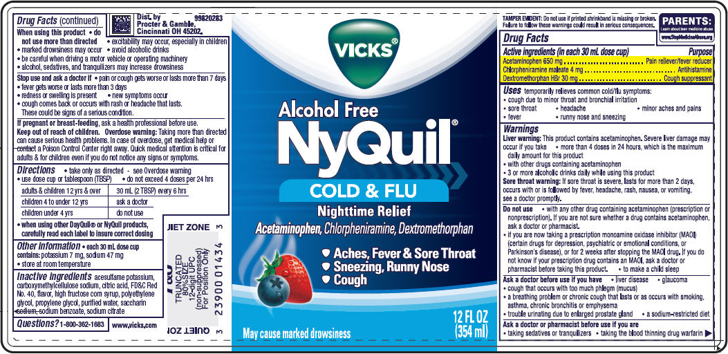 VICKS ALCOHOL FREE NYQUIL COLD AND FLU NIGHTTIME RELIEF acetaminophen