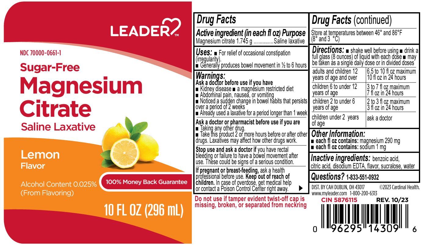 Leader Magnesium Citrate Lemon