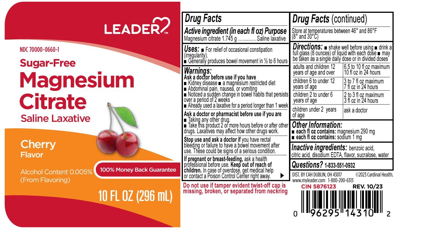 Leader Magnesium Citrate Cherry