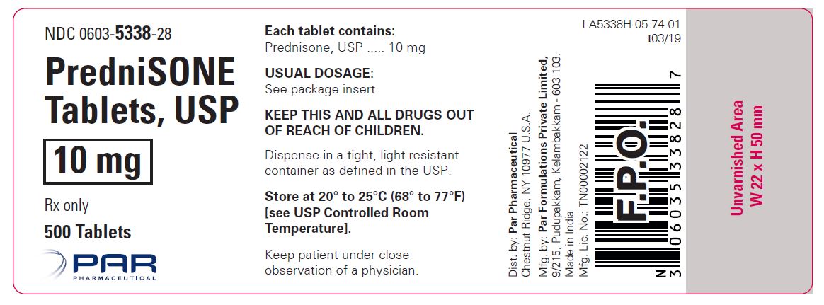 This is an image of a label for PredniSONE Tablets, USP 10 mg.