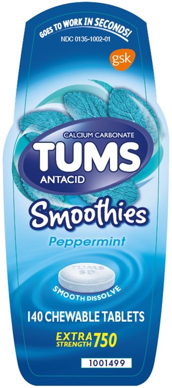 1001499 Tums Smoothies Peppermint 140 ct Front Label
