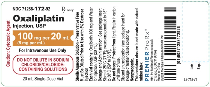 PRINCIPAL DISPLAY PANEL – Oxaliplatin Injection, USP 100 mg Premier Vial Label