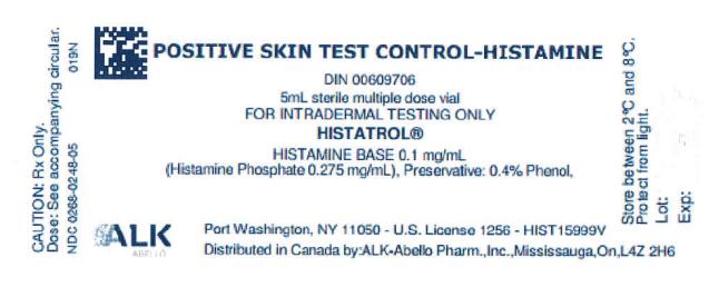 POSITIVE SKIN TEST CONTROL-HISTAMINE
5mL sterile multiple dose vial
FOR INTRADERMAL TESTING ONLY
HISTATROL®
HISTAMINE BASE 0.1 mg/mL
