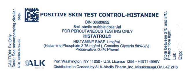 POSITIVE SKIN TEST CONTROL-HISTAMINE
5mL sterile multiple dose vial
FOR INTRADERMAL TESTING ONLY
HISTATROL®
HISTAMINE BASE 1 mg/mL
