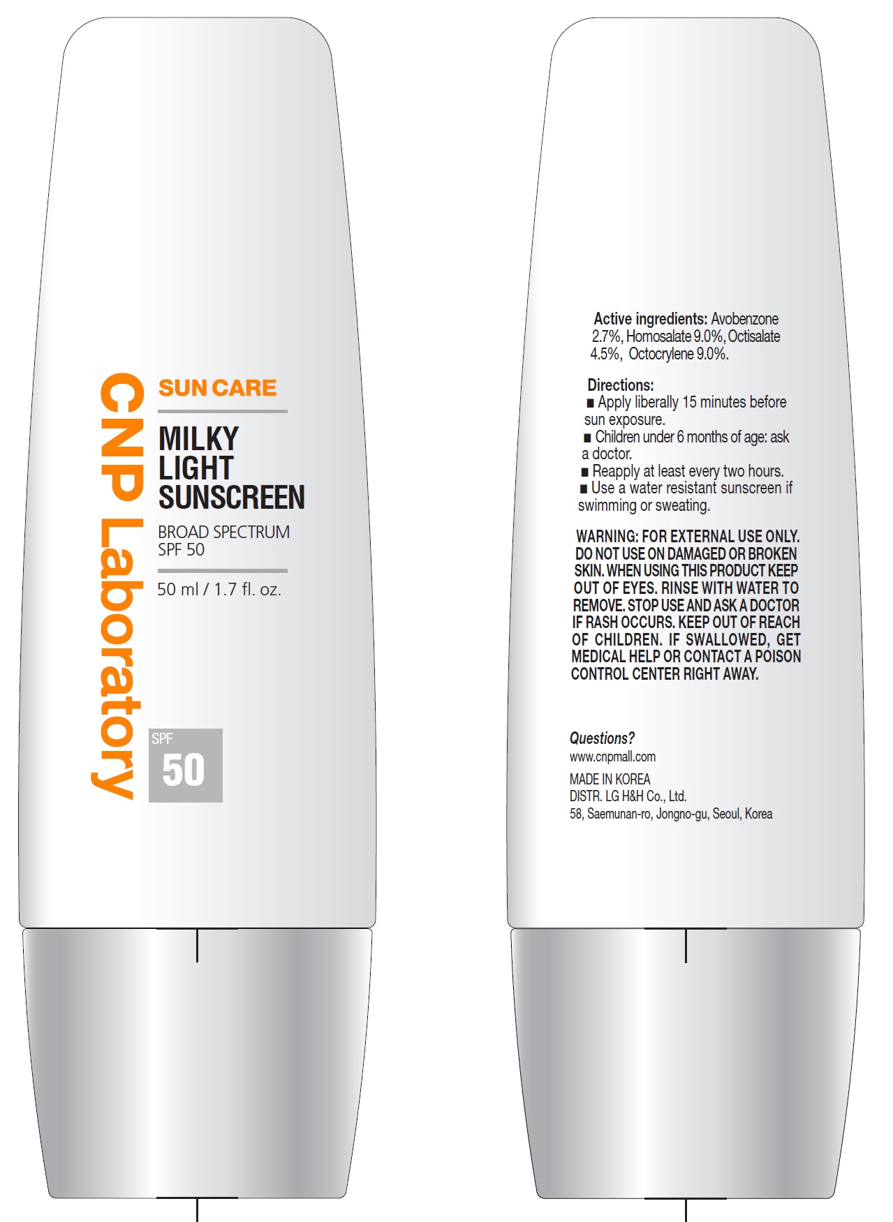 CNP Milky Light Sunscreen SPF50 IC