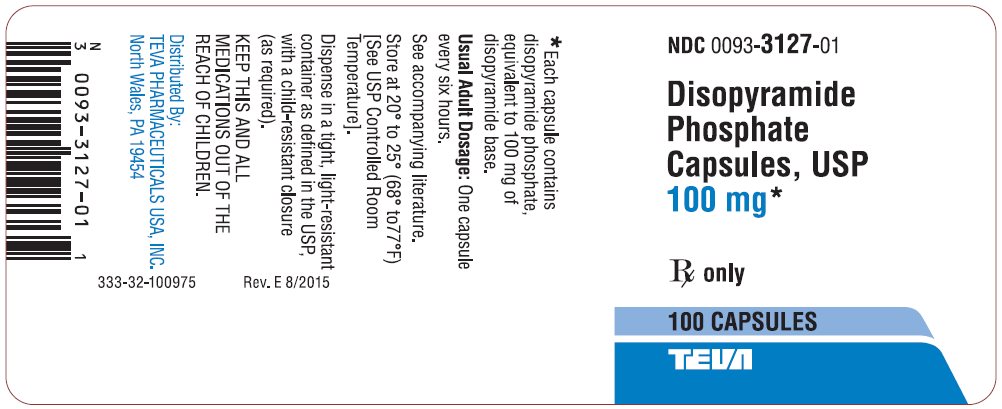 Disopyramide Phosphate Capsules USP 100 mg 100s Label