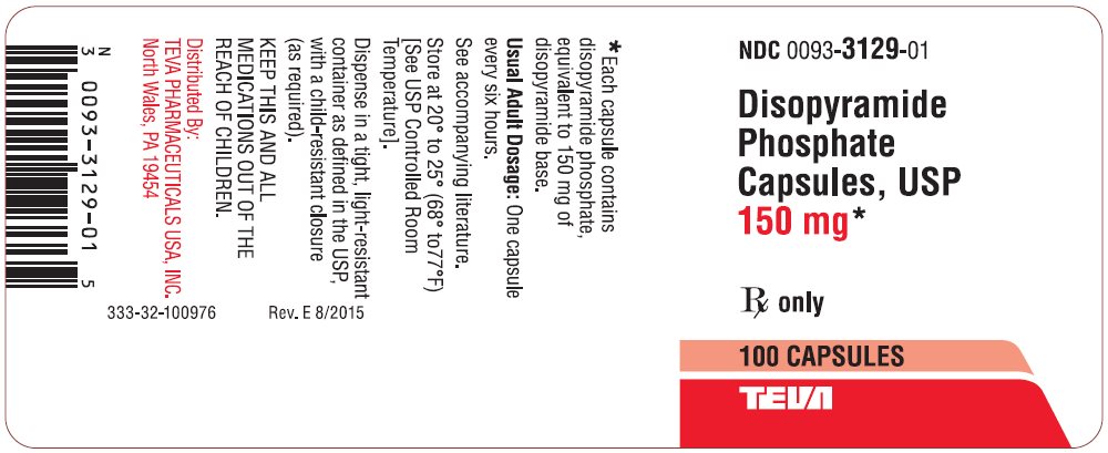 Disopyramide Phosphate Capsules USP 150 mg 100s Label