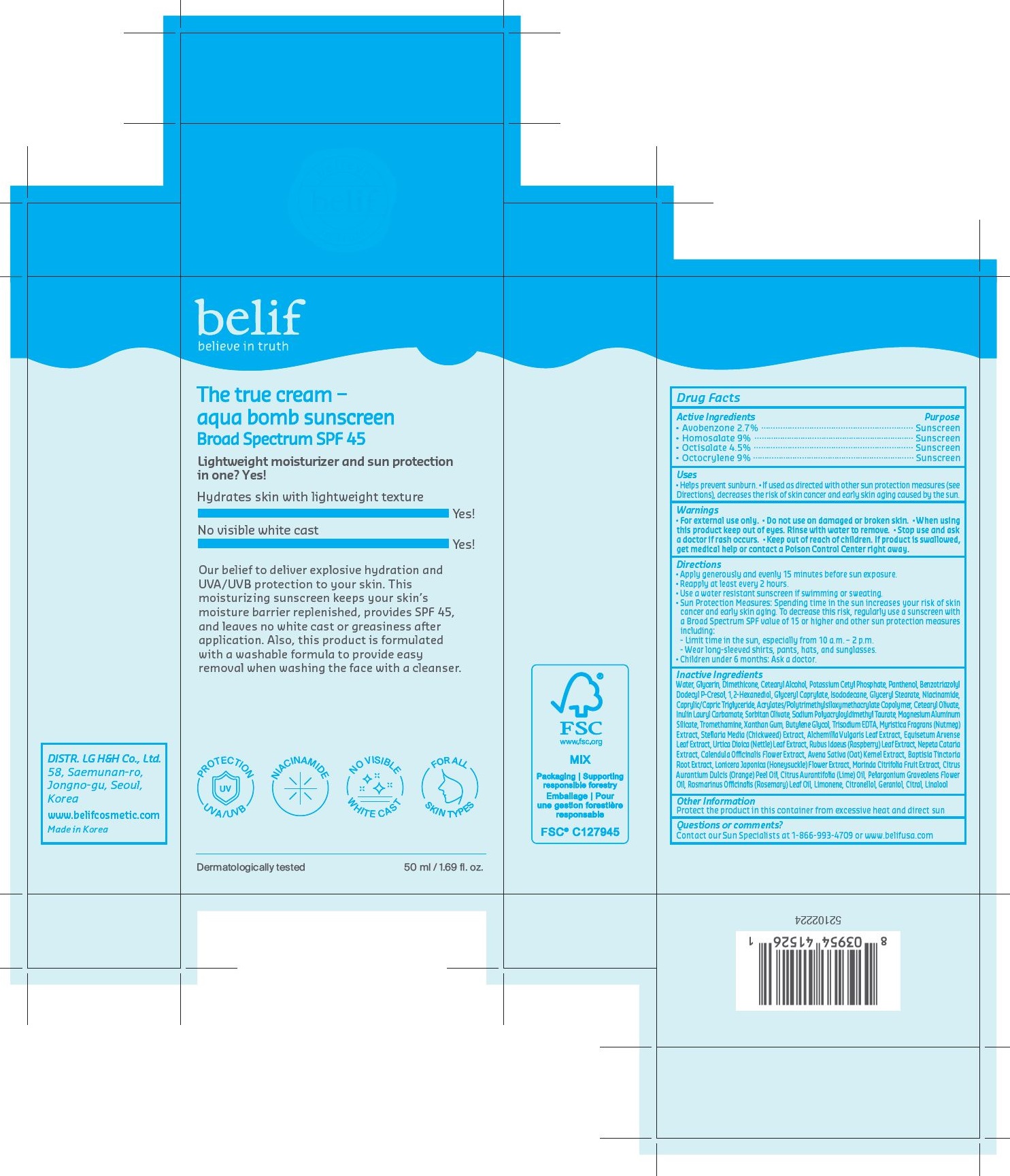 belif the true cream aqua bomb SPF 45 50mL OC