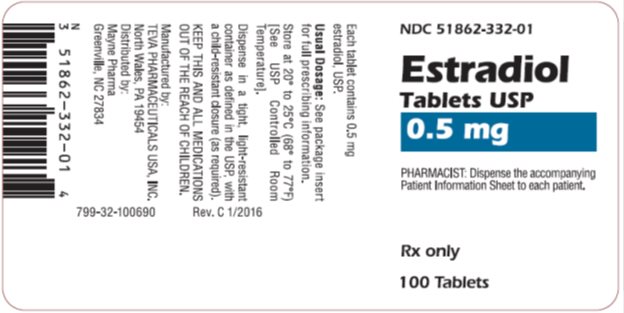 Estradiol Tablets USP 0.5 mg, 100s Label