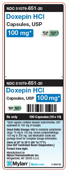 Doxepin HCl 100 mg Capsules Unit Carton Label