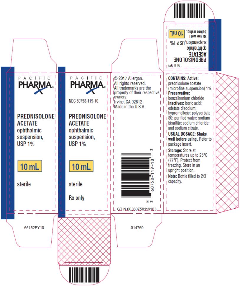 PRINCIPAL DISPLAY PANEL
NDC: <a href=/NDC/60758-119-10>60758-119-10</a>
PREDNISOLONE 
ACETATE
ophthalmic 
suspension, 
USP 1%
10 mL
sterile
Rx Only
