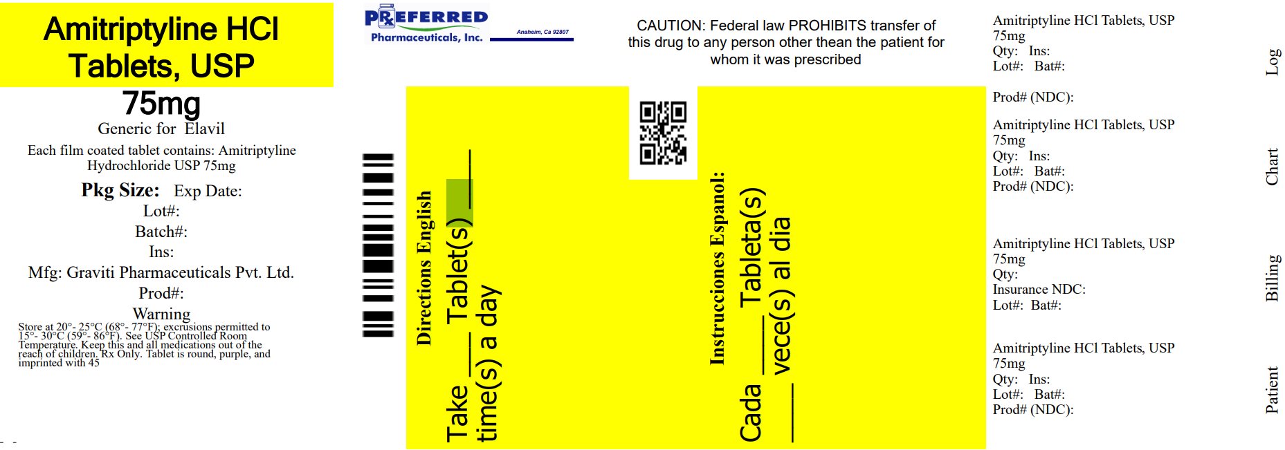 Amitriptyline HCl Tablets USP 75mg 