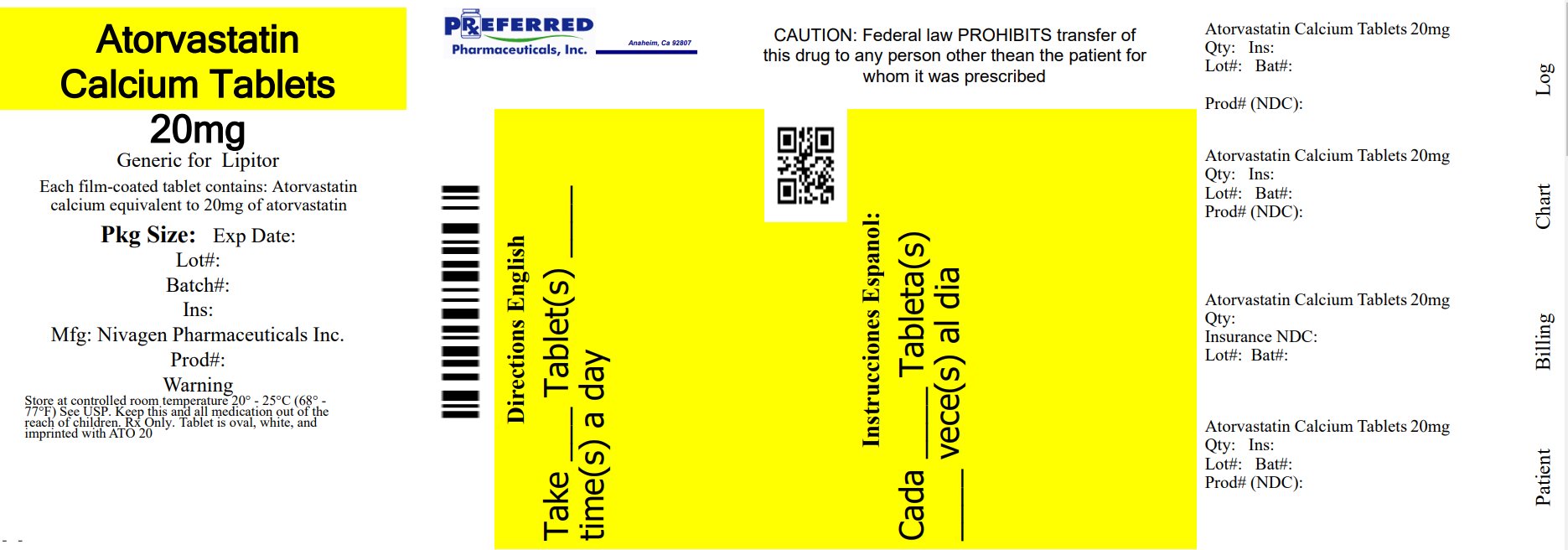 Atorvastatin Calcium Tablets 20mg