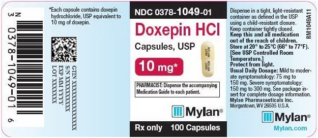 Doxepin Hydrochloride Capsules 10 mg Bottle Label