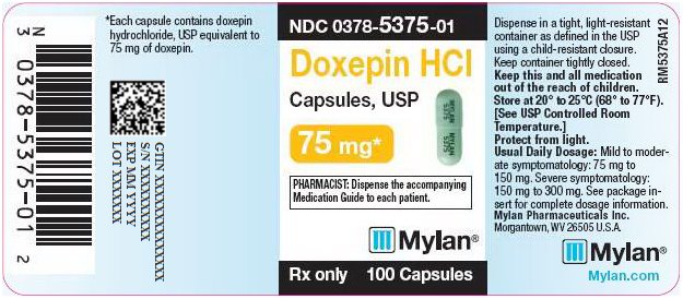 Doxepin Hydrochloride Capsules 75 mg Bottle Label