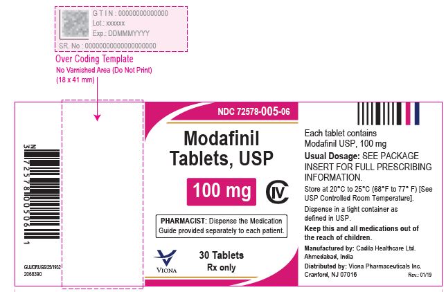 Modafinil Tablets USP, 100mg