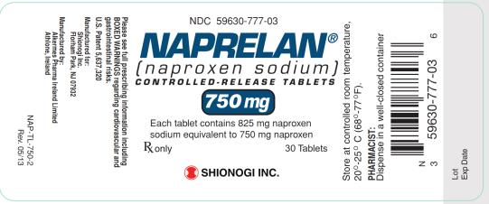 NDC: <a href=/NDC/59630-777-03>59630-777-03</a>
NAPRELAN
(naproxen sodium)
CONTROLLED-RELEASED TABLETS
750 mg
Rx only 30 Tablets
SHIONOGI INC
