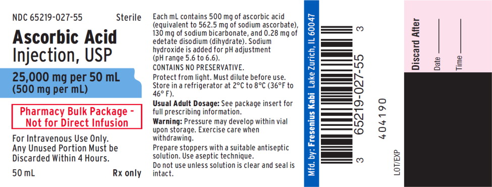 PACKAGE LABEL - PRINCIPAL DISPLAY – Ascorbic Acid Injection, USP 50 mL Pharmacy Bulk Package Vial Label
