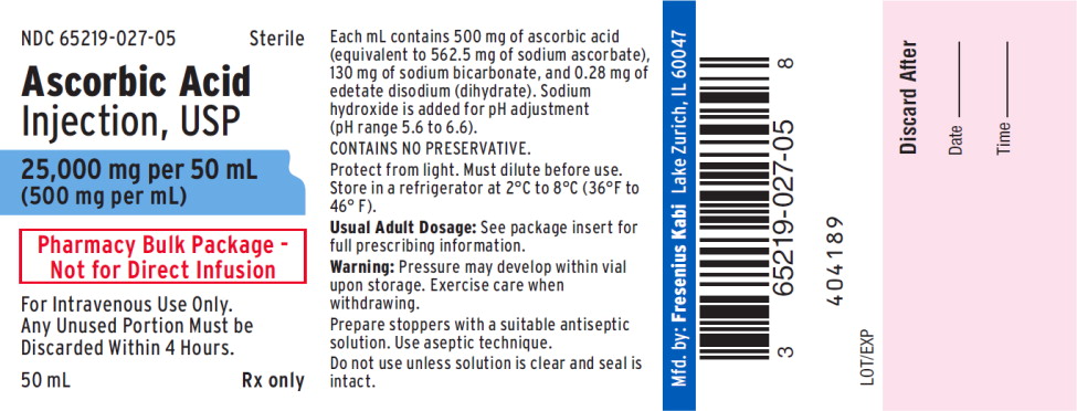 PACKAGE LABEL - PRINCIPAL DISPLAY – Ascorbic Acid Injection, USP 50 mL Pharmacy Bulk Package Vial Label
