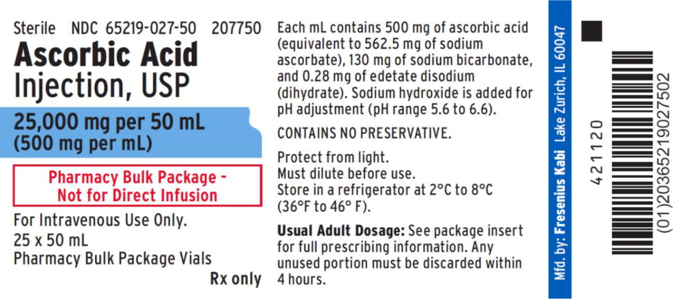 PACKAGE LABEL - PRINCIPAL DISPLAY – Ascorbic Acid Injection, USP 50 mL Pharmacy Bulk Package Tray Label
