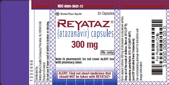 Reyataz 300 mg bottle label
