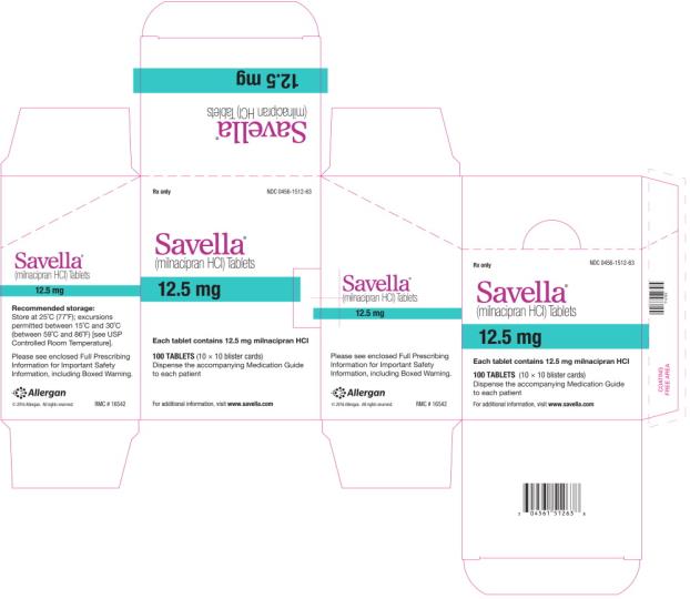 PRINCIPAL DISPLAY PANEL
Rx Only
NDC: <a href=/NDC/0456-1512-63>0456-1512-63</a>
Savella
(milnacipran HCI) Tablets
12.5 mg
100 TABLETS (10 x10 blister cards)
