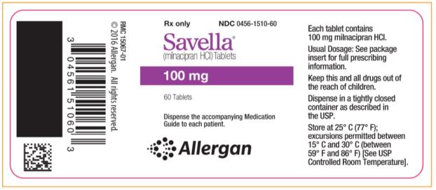PRINCIPAL DISPLAY PANEL
Rx Only
NDC: <a href=/NDC/0456-1510-60>0456-1510-60</a>
Savella
(milnacipran HCI) Tablets
100 mg
60 Tablets
