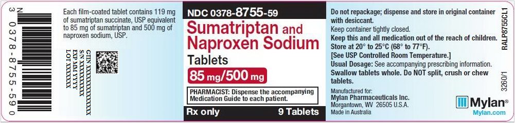 Sumatriptan and Naproxen Sodium Tablets 85 mg/500 mg Bottle Label