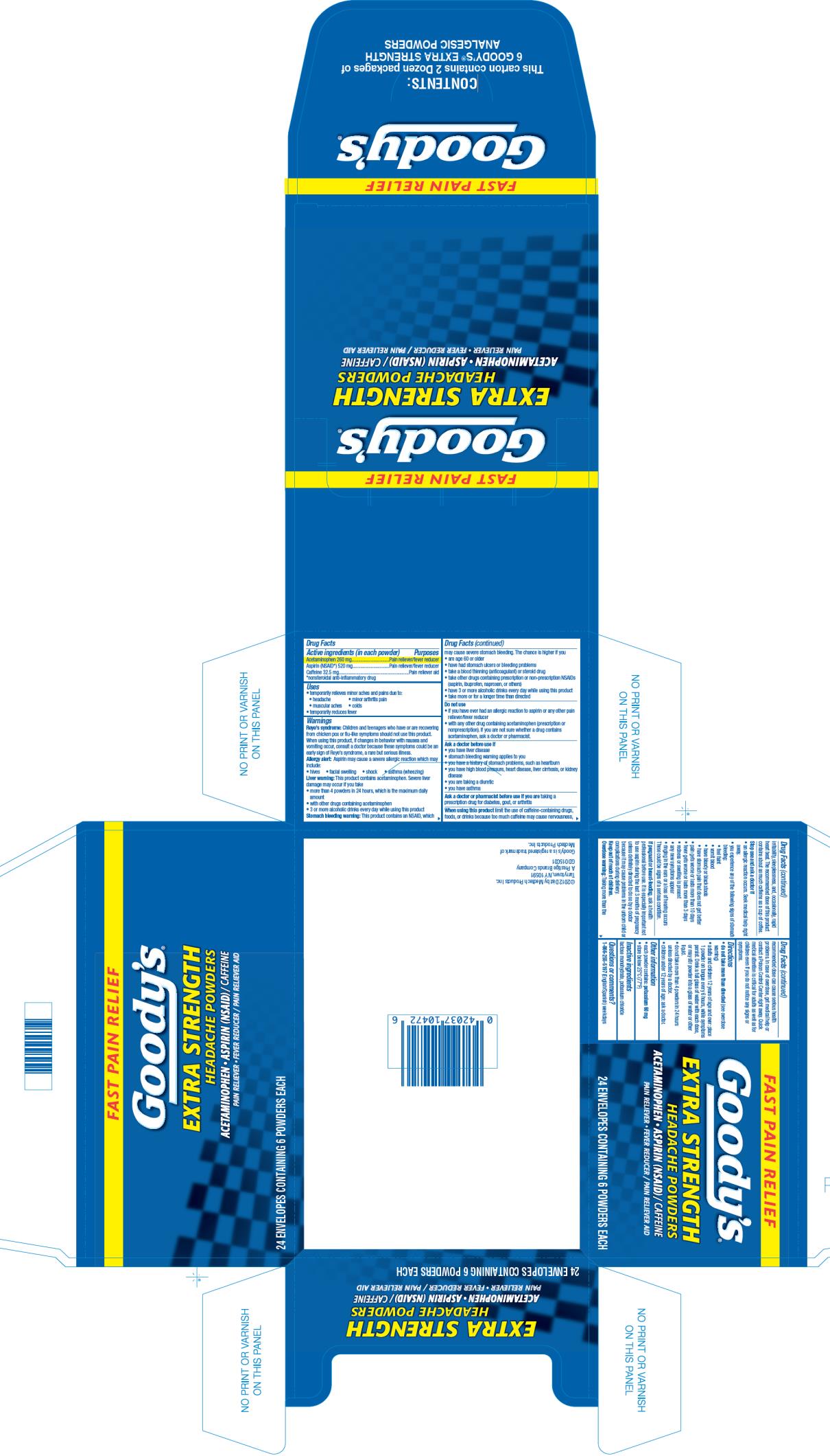 Goody’s Extra Strength 24 Envelopes of 6 Powders Carton