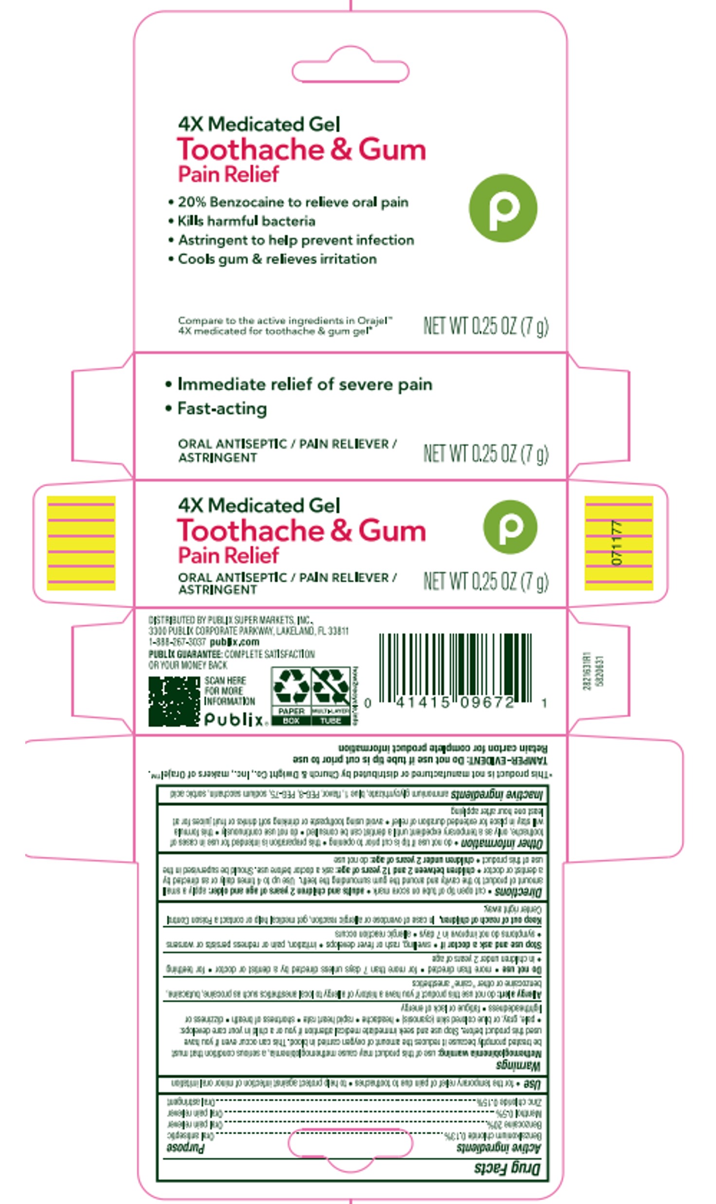 Publix 4X Medicated Toothache & Gum Gel