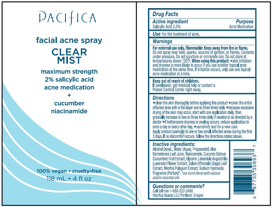 Pacifica Facial Acne Spray Clear Mist Label