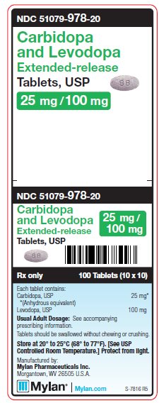 Carbidopa and Levodopa ER 25 mg/100 mg Tablets Unit Carton Label