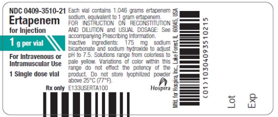 Ertapenem for Injection, 1 gram vial label