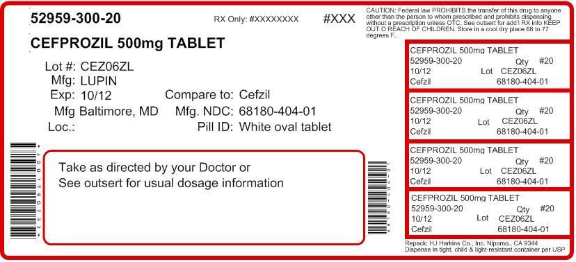 CEFPROZIL TABLETS USP
Rx Only
500 mg
NDC: <a href=/NDC/68180-404-01>68180-404-01</a>
							50 Tablets