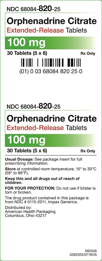 100 mg Orphenadrine Citrate ER Tablet Carton
