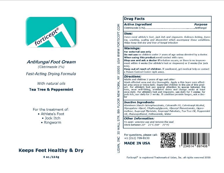 Forticept Antifungal Foot Cream Tube Label