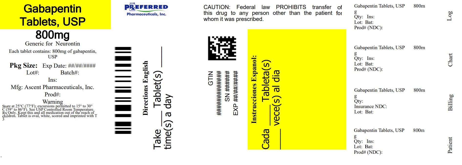 Gabapentin Tablets USP       800mg