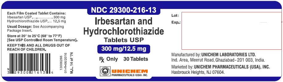 Container Label - Irbesartan and Hydrochlorothiazide Tablets 300 mg/12.5 mg-30 Tabs