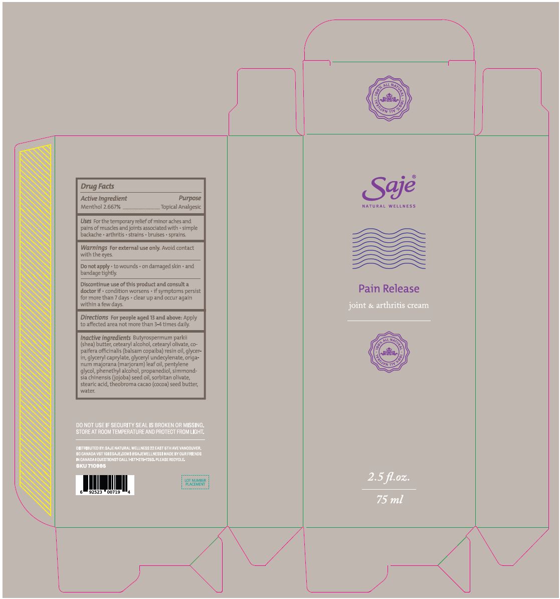 Pain Release Joint Cream outer box label