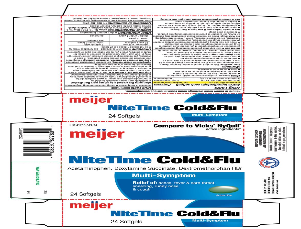 Meijer Nitetime 24 Softgels Acetaminophen, Dextromethorphan HBr and Doxylamine succinate