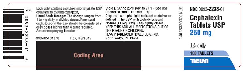 Cephalexin Tablets USP 250 mg 100s Label